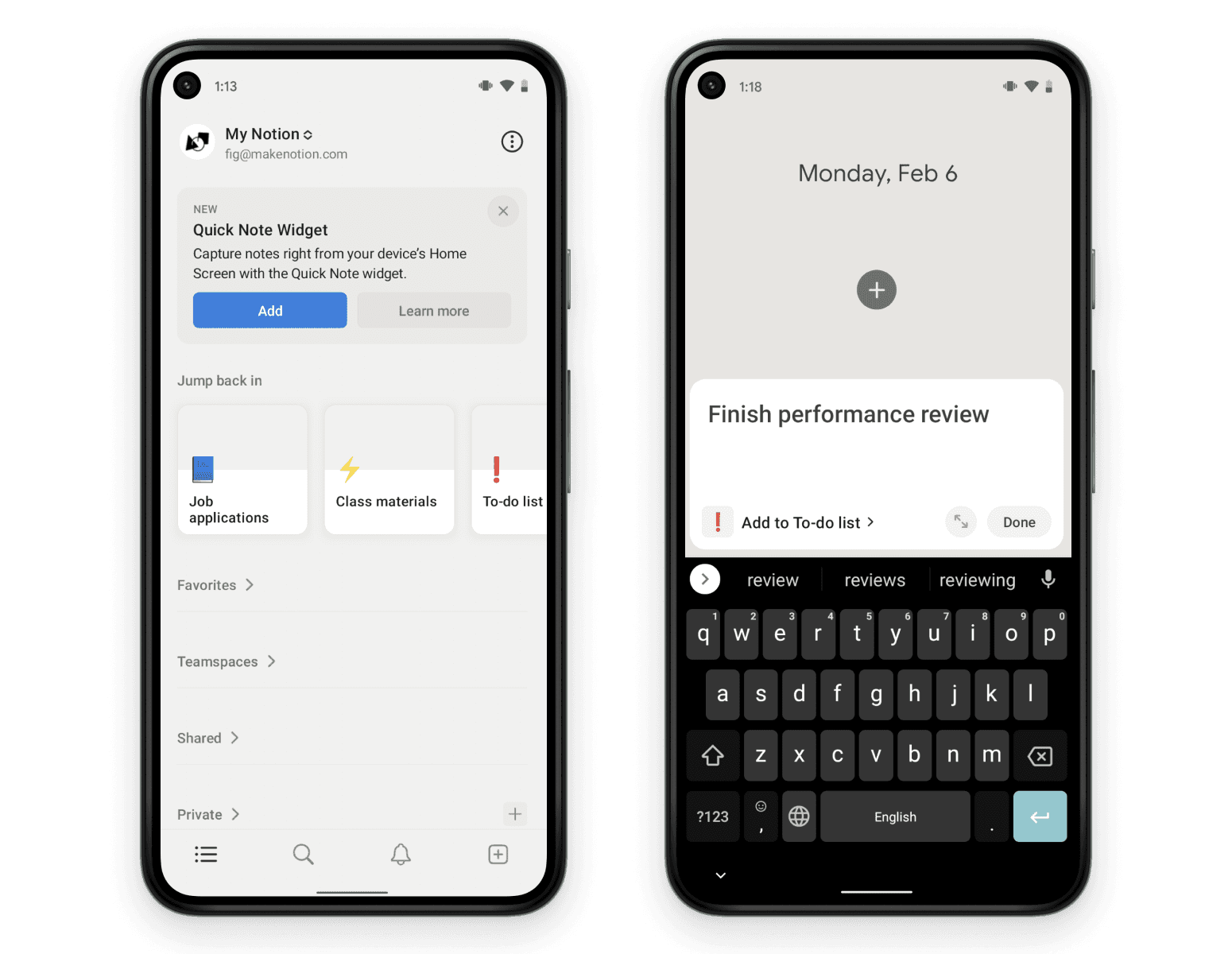 android quick note widget