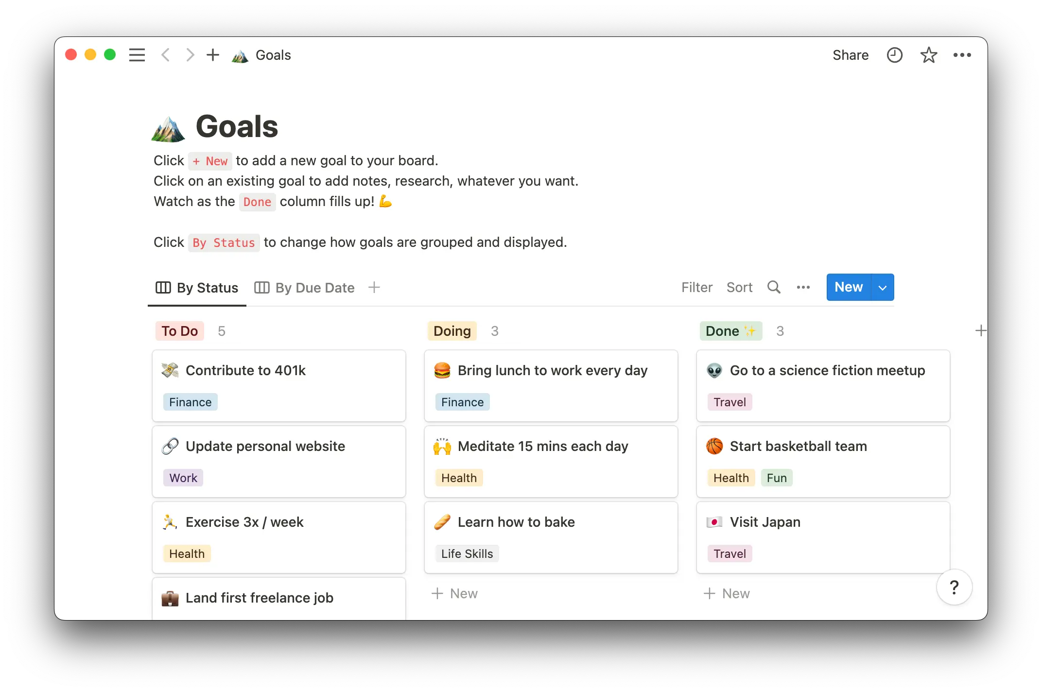 goals notion template