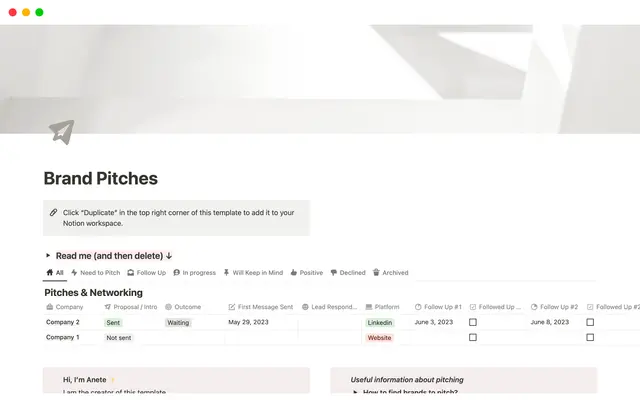 Cold Pitches Tracker