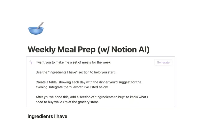 AI Weekly Meal Prep Planner